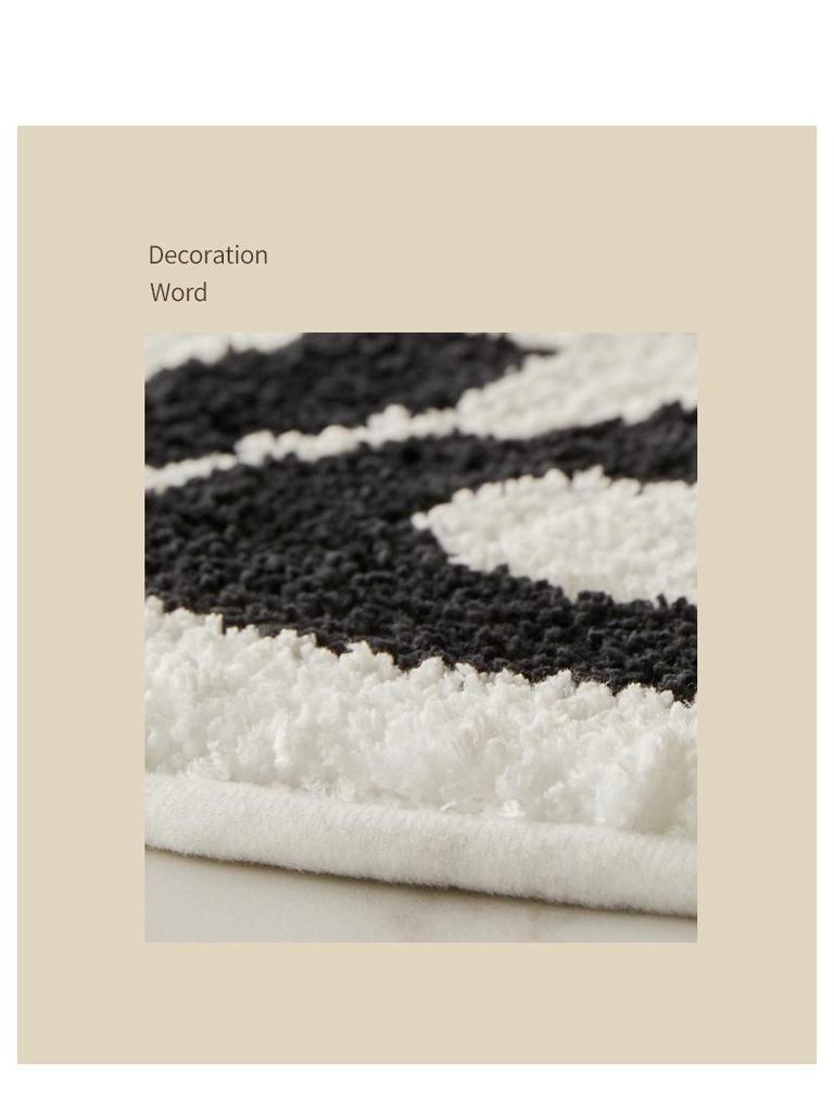 Modern Nordic Letter Flocking Non-Slip Quick-Dry Irregular Floor Mat for Bedroom & Bathroom
