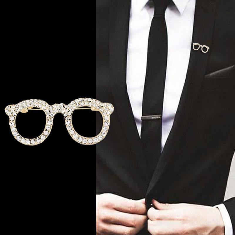 Vintage Brooch For Women Glasses Shaped Personality Design Christmas Girl Gift Accessories Golden Cute Pins