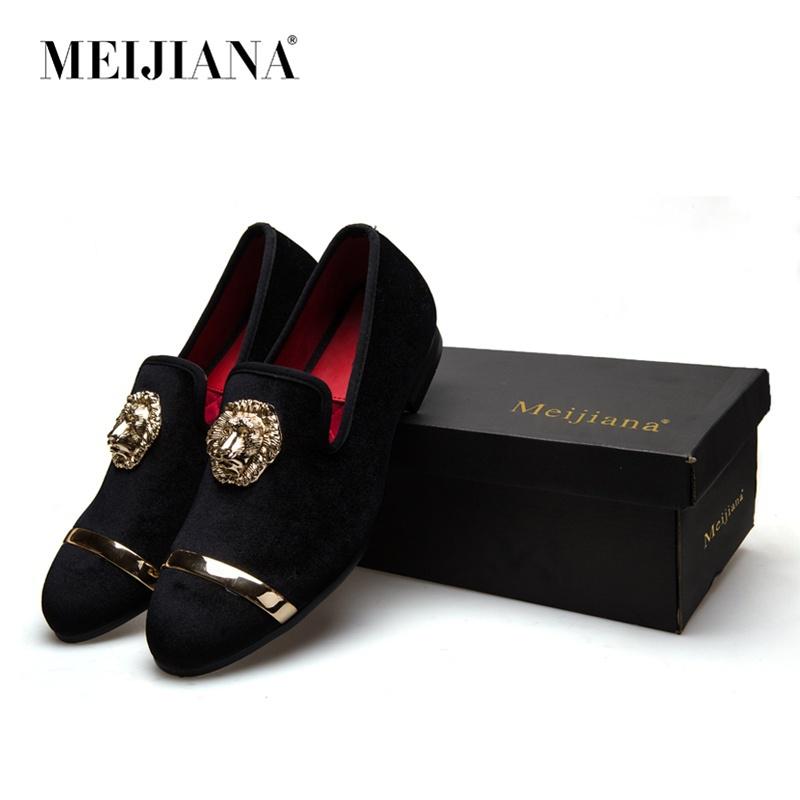 Buy New Fashion Gold Top and Metal Toe Men Velvet Dress Shoes Italian