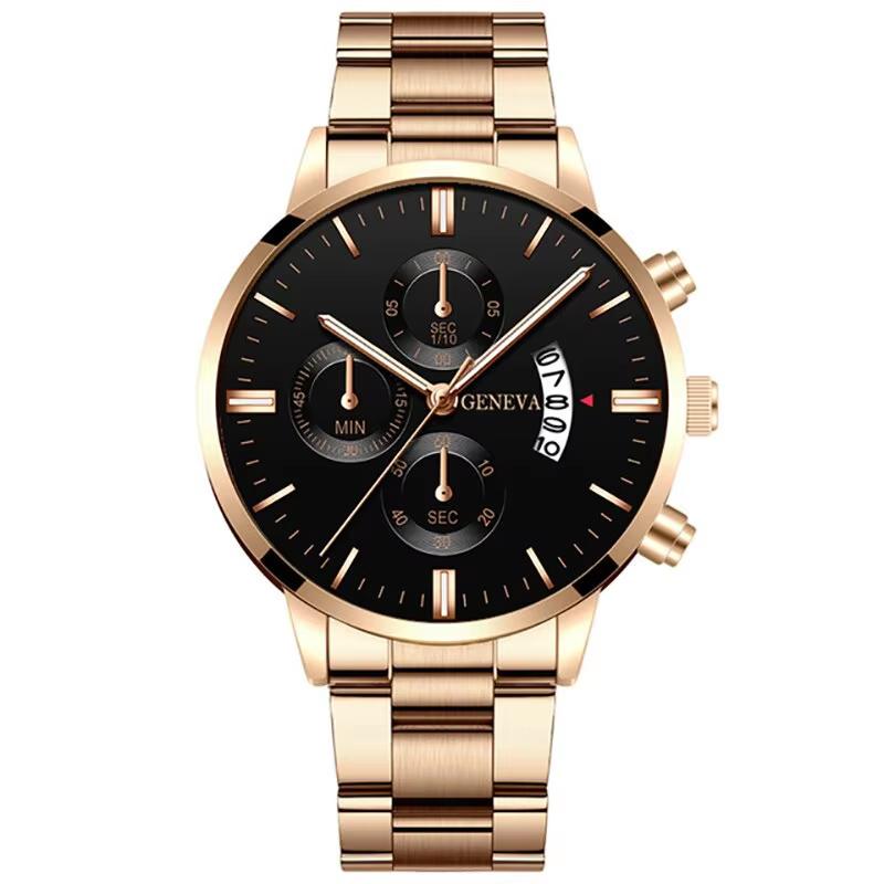 Fashion Men Black Stainless Steel Watch Luxury Calendar Quartz Wrist Watch Mens Business Watches for Man Clock Relogio Masculino