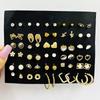 40 Pcs Gold Color Earring Set for Women Vintage Butterfly Heart Pearl Crystal Stud Earrings Korean 2025 New Simple Jewelry Gifts
