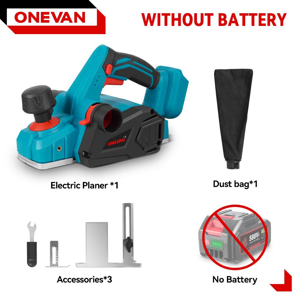 

Электрический рубанок ONEVAN 82 мм Ручной электрический фрезер Триммер Деревообрабатывающий электроинструмент Для аккумулятора Makita 18 В Штифт Without Battery