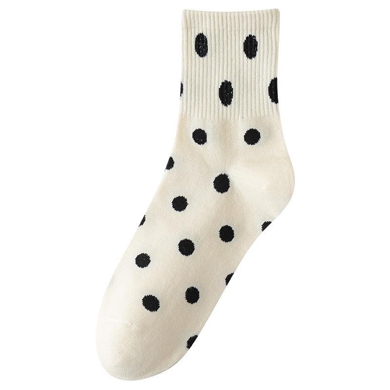 Women's Spring Mid-calf Socks, White Socks, Striped, Durable, Anti-pilling Long Socks, Casual Boneless Socks, Cotton Socks
