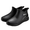 Fashion short tube girls rain shoes low top waterproof shoes kitchen low tube rubber shoes car wash water boots plus cotton wool rain boots