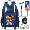 RiMan ONE PIECE Luffy Printed Teen Student School Bag Large Capacity Men's and Women's Leisure Travel Backpack