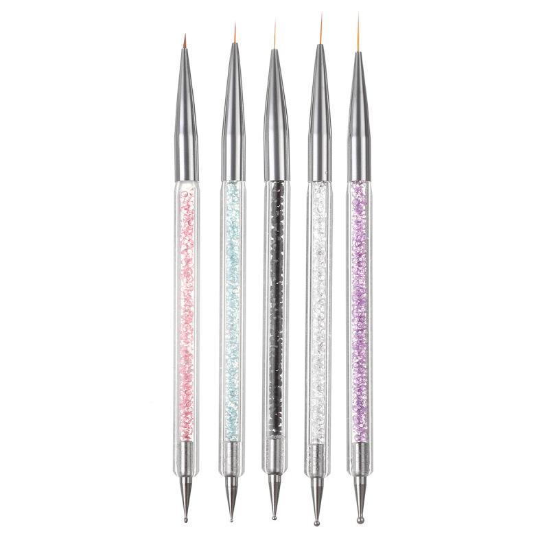 5 Pcs/set Nail Art Pen Set Double-head Point Drilling Pen Drawing Line Pen Nail Art Brush Set