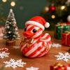 Christmas Duck Figurine Gingerbread Christmas Tree Duck Ornament Desktop Candy Cane Duck Statue for Festive Decoration Xmas Party Stocking Fillers