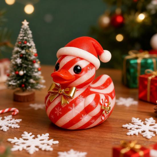 Christmas Duck Figurine Gingerbread Christmas Tree Duck Ornament Desktop Candy Cane Duck Statue