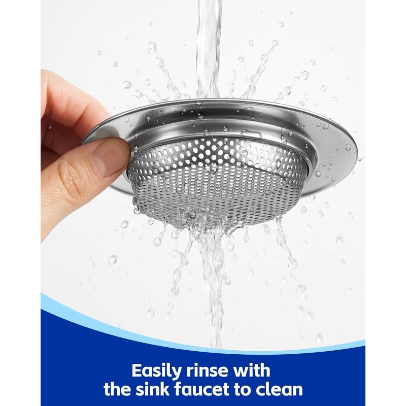 1/3/5 PCS Stainless Steel Sink Strainer Universal Fit Drain Basket Rust-Proof Food Catcher for Fast Drainage Easy Clean