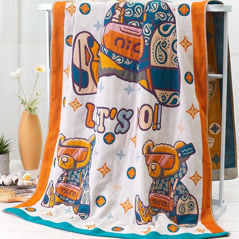 1pc Absorbing Quick Bath Towel for Bathroom Beach, Pure Cotton Yarn Jacquard Bath Towel Soft Large Towel 80x160cm, Various Style Floral Pattern Design