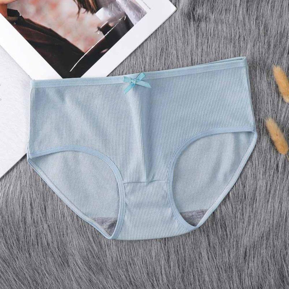 8Pcs Mid Waist Simple Underpants Bowknot Underwear for Women Breathable Seamless Briefs  Lady