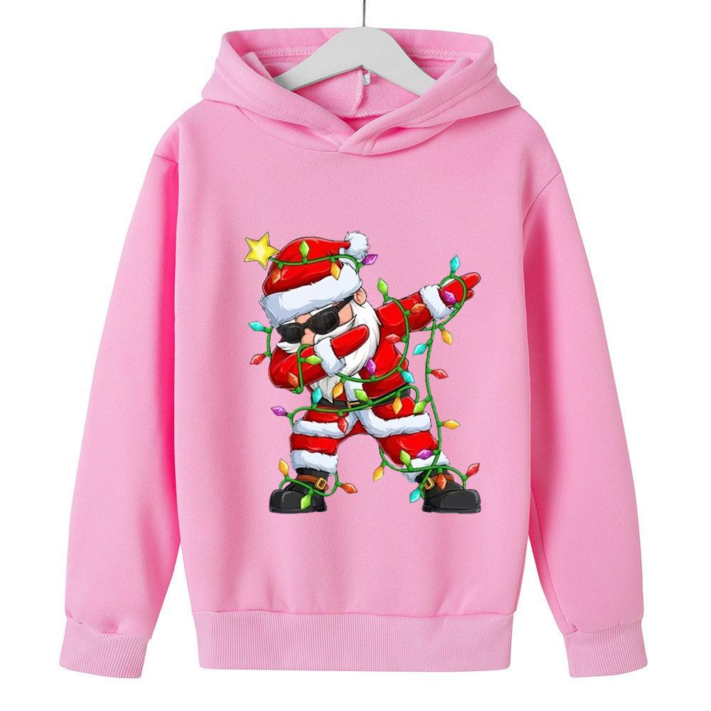 Autumn Winter Santa Claus Children's Fashion Cartoon Printed Hoodie Warm Comfortable Casual Daily Hoodie