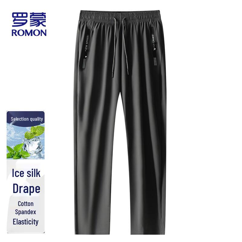 ROMON Men's Ice Silk Breathable Straight-Leg Casual Pants