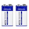 9V NiMH Rechargeable Battery 280mAh with Storage Case for Long Power In Wireless Microphones and Smokes Alarms