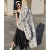 FiveFive Women's Winter Imitation Fox Fur Young Leopard-print Fur Coat Long Knee-length Mink Coat