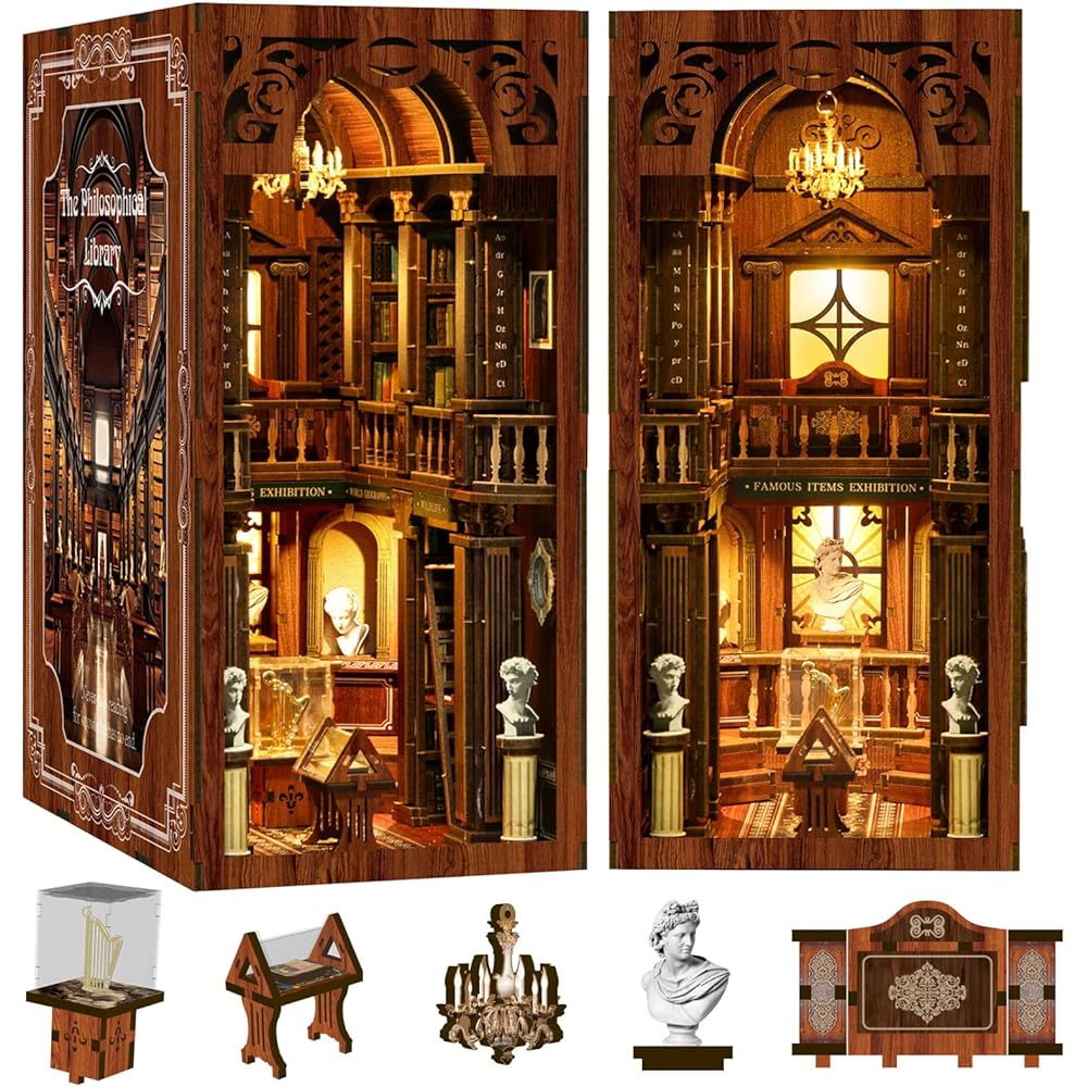 CRESYMME Miniature Dollhouse Book Nook Kit Wooden DIY 3D Craft Hobby