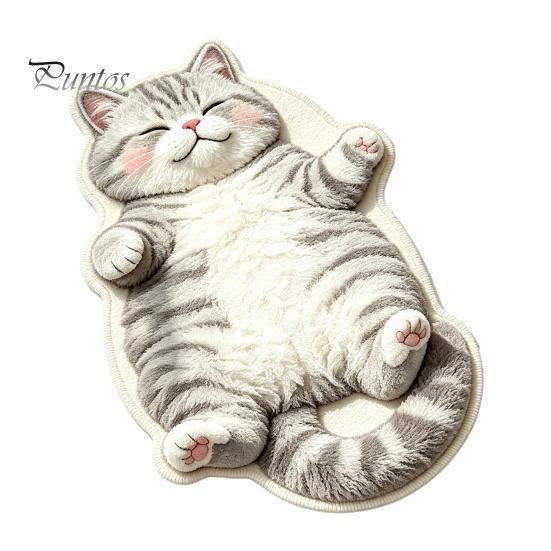 Unique Cat Pattern Floor Mat Cozy Shaped Rug, Plush Cartoon Area Mat, Soft Warm Atmosphere Interior Decor Crystal Velvet Decorative Rug for