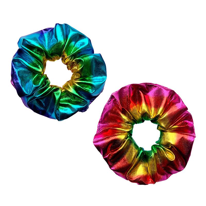 10pcs/lot Shiny Gradient Rainbow Scrunchy for Women Ponytail Holder Hair Ties Elastic Hair Bands Lady Girls Hair Scrunchies