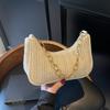 New Moon Casual Spring Grass Woven Handbag Women's Fashionable Shoulder Beach Bag Thick Chain Personalized Street Style