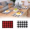 Rectangle Christmas Placemat Table Mat Plaid Pattern Place Mat Home Dining Table
