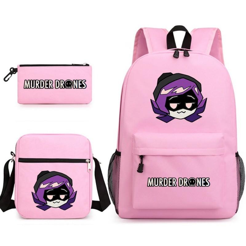 Murder Drones Themed 3-Piece School Set: Backpack Shoulder Bag Pencil Case Teens