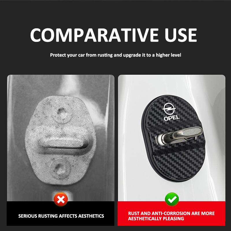 For Opel 4pcs Carbon Fibre Car Door Lock Buckle Protector Cover ADAM ASTRA J K CORSA E INSIGNIA MOKKA VIVA Meriva
