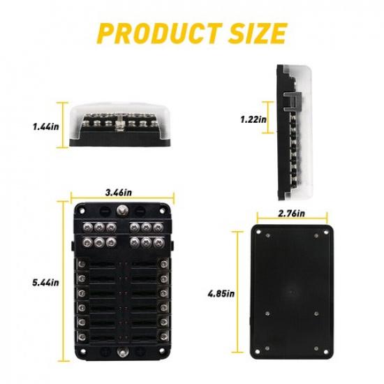 Fuse Box With Negative Bus Blade Fuses Holder Block LED For Car Boat Truck EOA