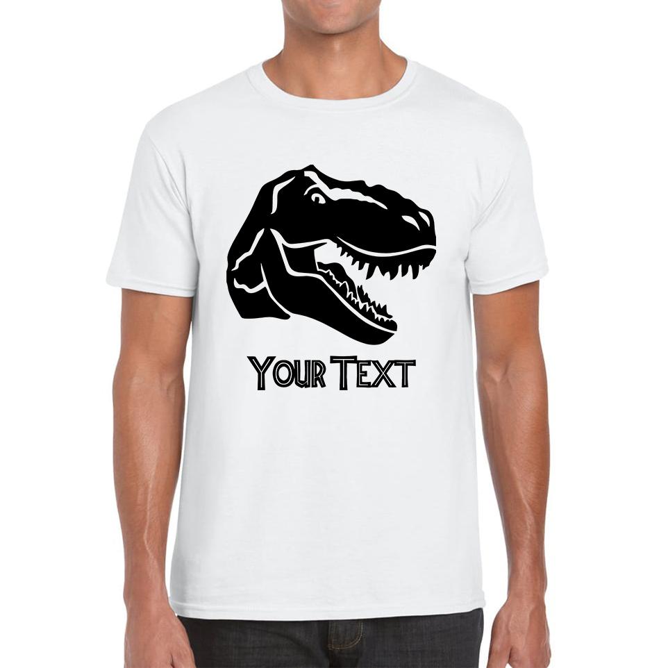 Personalised Dinosaur T-Rex Roaring Face Your Text Tyrannosaurus Rex Dino Mens Tee Top S