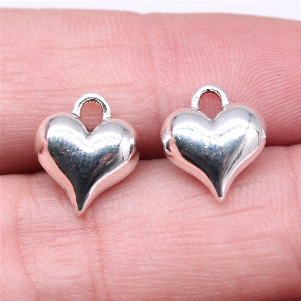10pcs Heart Charms For Jewelry Making Antique Bronze Silver Color DIY Crafts Making Findings Handmade Tibetan Jewelry