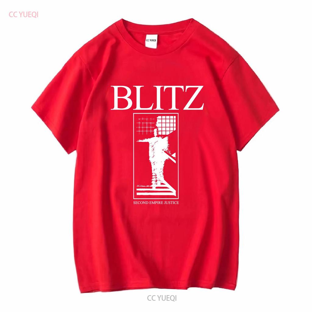 Blitz Second Empire Justice T Shirt rock band TE3531 vintage Washed Top For Everyday Wear Soft Versatile Casual fashion
