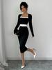 Women's Casual Shiny Printed High,necked Tight Hip Skirt