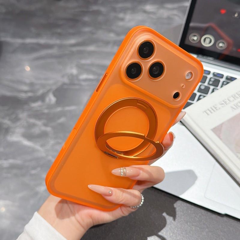 Magnetic Phone Case With 360 Rotating Kickstand IPhone 16 17 18 Pro Max Matte PC Cover Shockproof Anti-Fingerprint