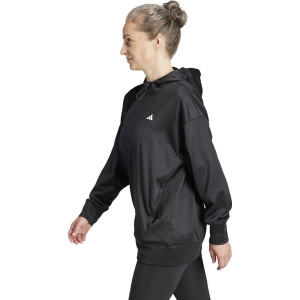 Adidas Aero Lady Game Go Fleece Size & Hoodie, DLF02, Women's, Black/White (IM2686), J/M