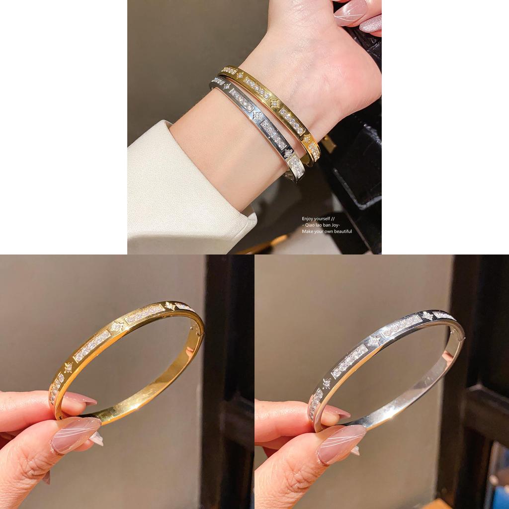 Edelstahl Zirkon Stern Armreif Mit Elegantem Design Für Modische Frauen