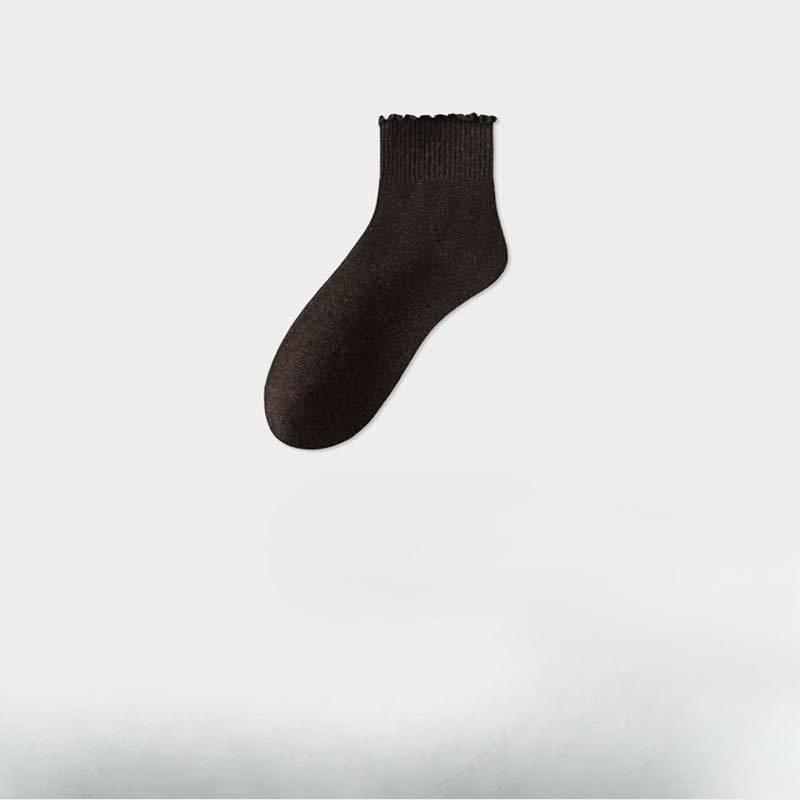 Black Fungus Edge Socks, Women's Cotton Socks, Boneless Short Socks, Summer Thin, Breathable and Sweat-absorbing Mid-calf Socks