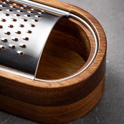 Acacia Wood Cheese Grater Stainless Steel with Box Chocolate Handheld Grater Wood Handle Sharp Blades Vegetable Shredder