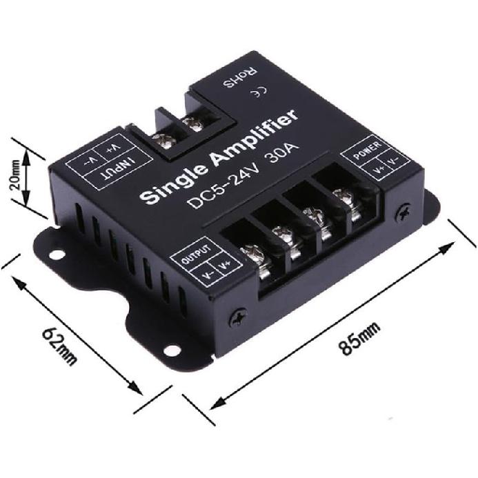 Single Color 30A 1 Channel Signal Controller COB FCOB 2835 3014 3528 5050 LED Strip Signal Amplifier for Long Distance LED Projects - DC5V DC12V