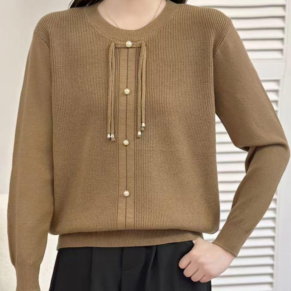 Mom Sweater Autumn/Winter Chinese Knitted Bottom Middle Aged and Elderly Loose Knitted Sweater Top