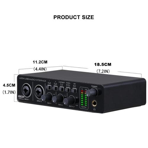 BOMGE U204 USB Audio Interface for PC/Computer Music Recording, 2x2 Guitar Audio Interface for Mac, 32-Bit/192kHz Podcast Streaming, Vocalist/Producer