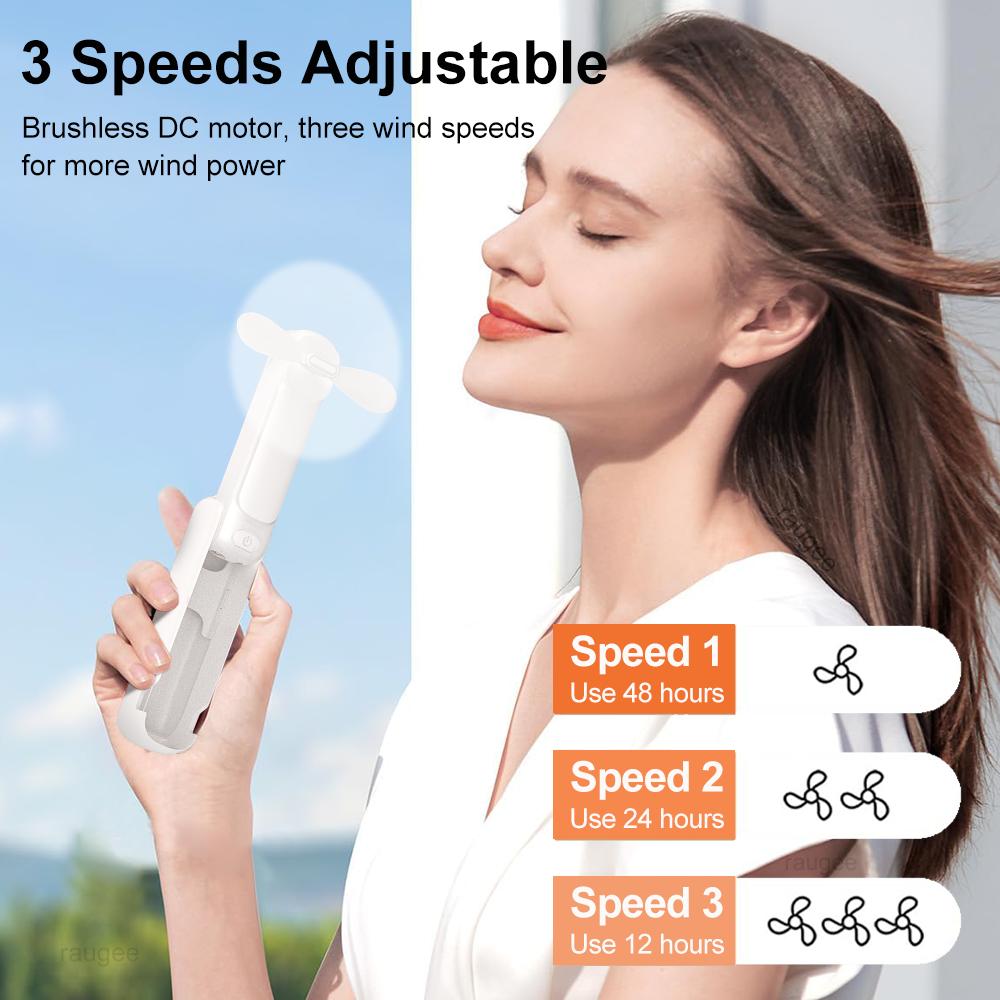 Portable Mini Handheld Fan Folding Hand Fan 2000mAh USB Rechargeable Portable Foldable Small Pocket Fan with Lighting and Stand
