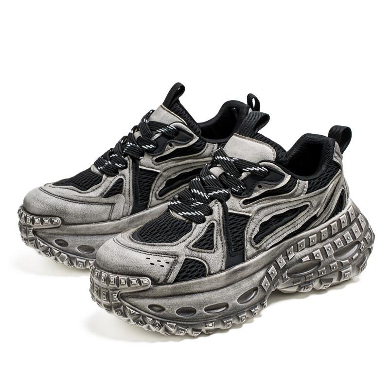 Do old style dirty shoes raw platform catwalk heightening sneakers dad shoes hip hop running shoes 39 чёрный
