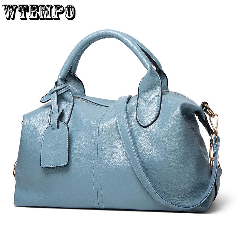 WTEMPO Fashion Solid Frauen Leder Reißverschluss Große Kapazität Damen Handtaschen Casual Shopping Schulter Tasche