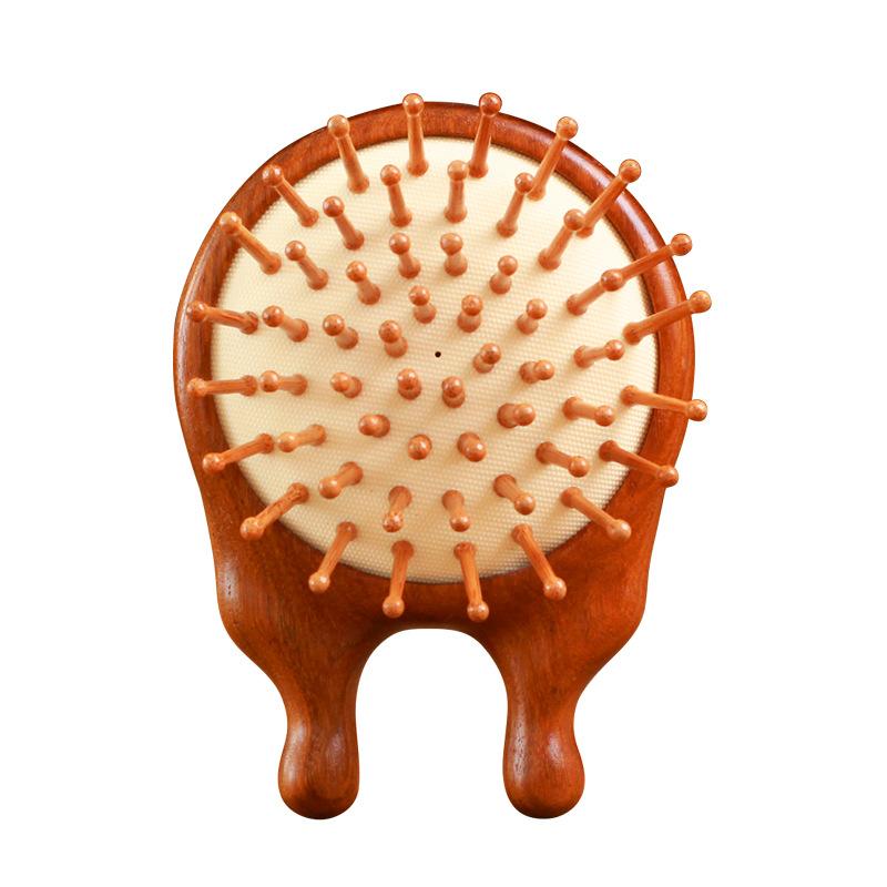 Double-Sided Meridian Comb Scalp Therapy Massage Comb Head Caring Natural Wood Round Handle Comb Scraping Body Massager