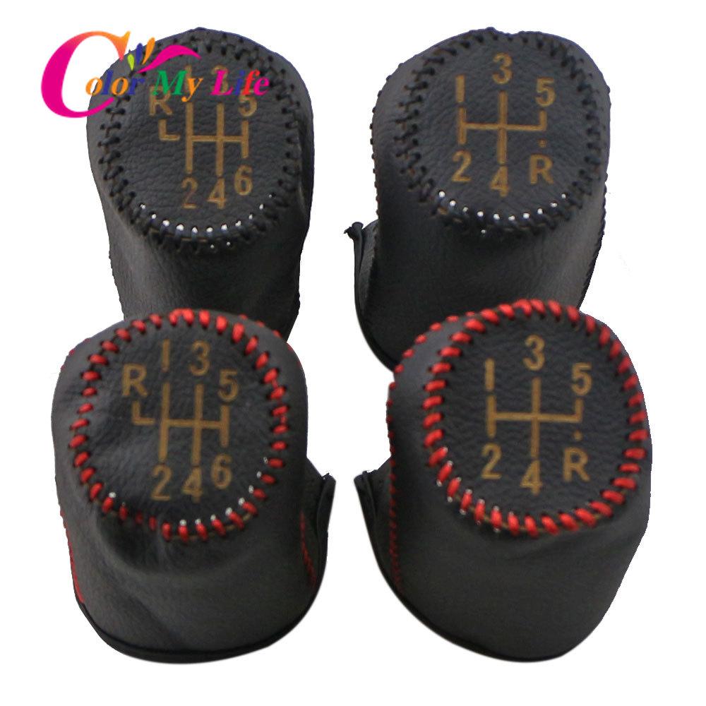 Color My Life Leather 5 6 Speed Car Gear Head Collars for Renault Clio MK3 III Megane MK2 Scenic MK2 Kangoo MT Shift Knob