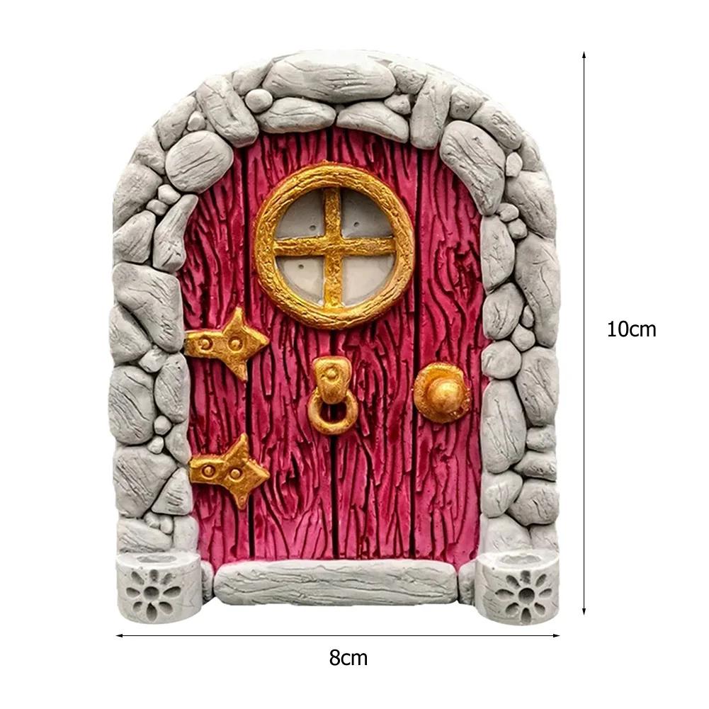 Miniature Fairy Door Figurine Elf Home Ornament For Yard Art Garden Tree Sculpture Statue Wooden Dollhouse Outdoor Garden Decor