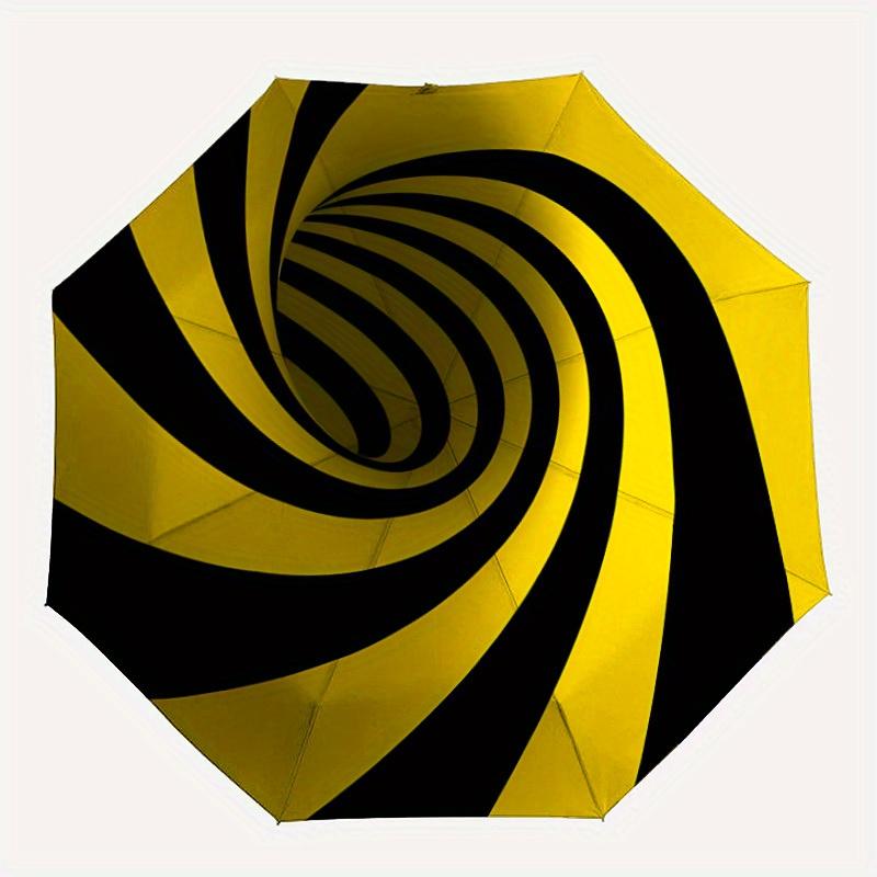 

1pc Yellow Black StripesAutomatic Folding Umbrella, Portable & Foldable Design with 8 Ribs, Casual Outdoor Accessory yy250804213