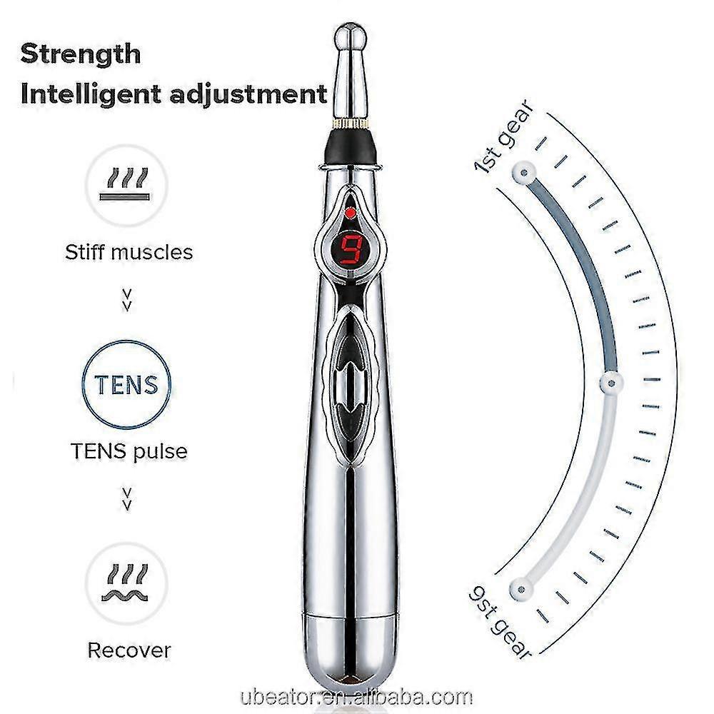 Electronic Acupuncture Pen Meridian Body Physiotherapy Massager Pain Relief Therapy With 5 Replacement Heads - PJ