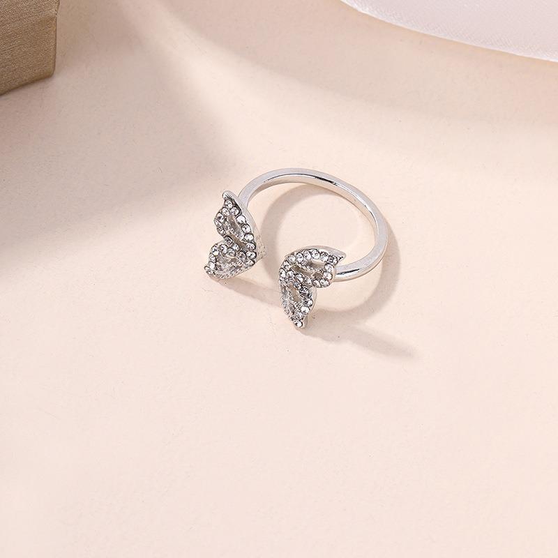 Diamond Open Ring Jewelry Fashion Butterfly Ring Women's Versatile Simple Jewelry