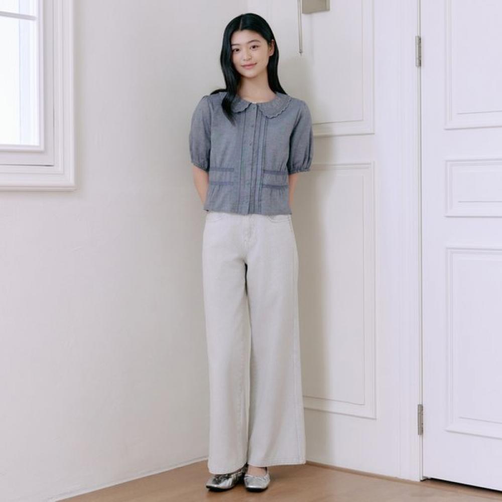 Thursday Island Women Scallop Collar Short Sleeve Blouse T264mbl215w