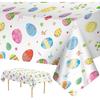 2 Pack Easter Tablecloth - Colorful Easter Eggs Table Cloth, Plastic Disposable Rectangle Spring Easters Egg Table Cover for Easters Tables